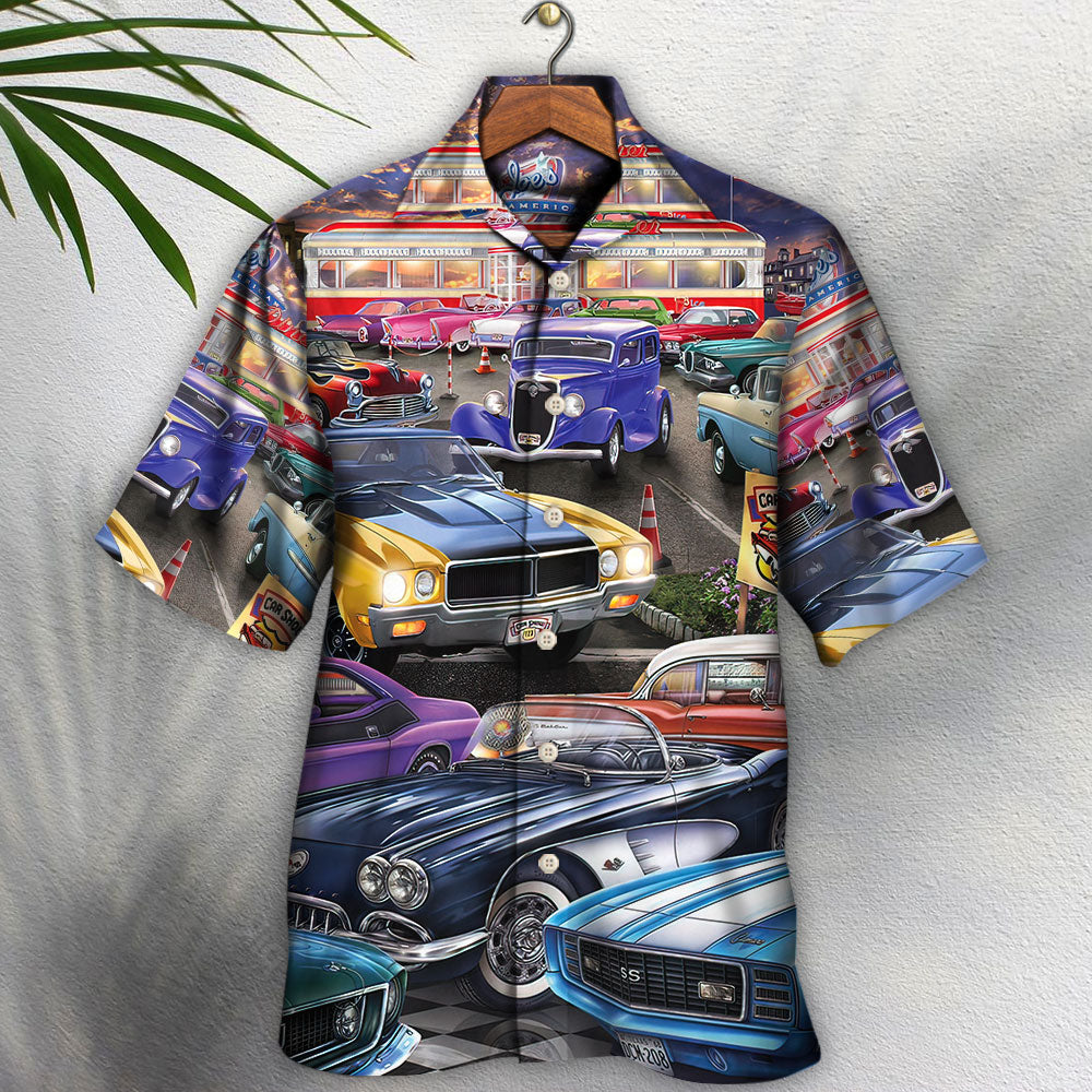 Classic Car Show Hawaiian Shirt For Vacation Days And Relaxed Coastal Outings