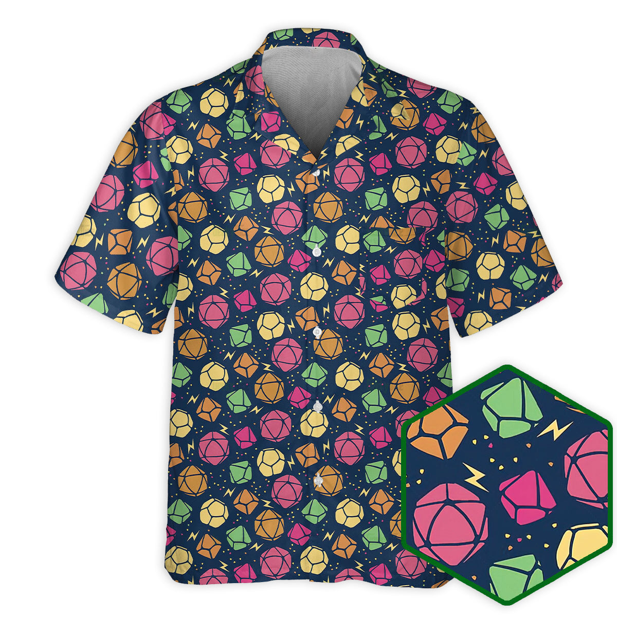 Fantasy Colorful Role Dice Hawaiian Shirt Artwork View For Island Holidays