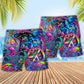 Hippie Octopus Colorful Tie Dye Beach Shorts For Summer Vacation And Coastal Travel