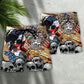 America Patriotic Second Amendment Skull Art Beach Shorts For Independence Day Vacation Wear