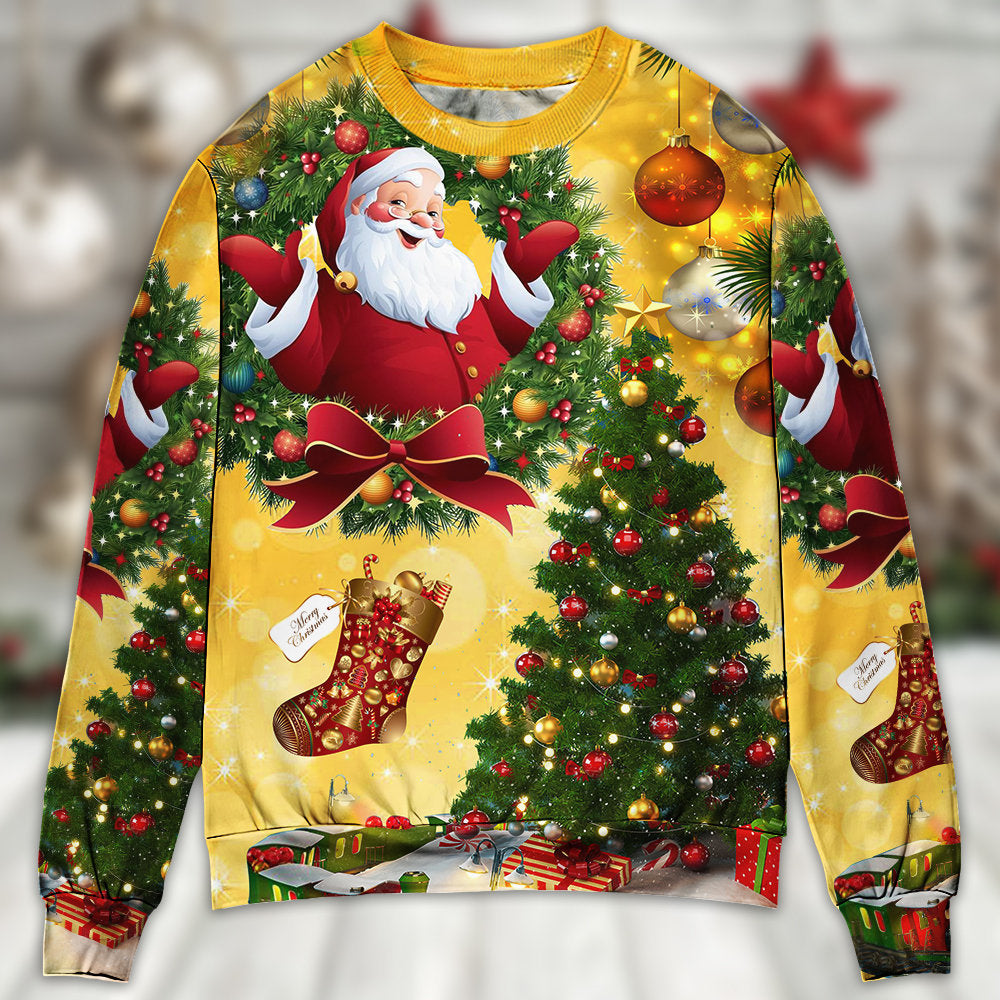Christmas Tree Yellow Santa Sweater For Winter Celebrations Family Events And Thoughtful Gifting