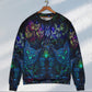 Colorful Owl And Witch Fantasy Sweater For Art Lovers Holidays Parties And Comfortable Wear