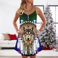 Christmas Southwestern Wolf Holiday Cheer V-Neck Sleeveless Cami Dress For Festive Events And Casual Summer Styling