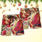 Santa Holiday Story Beach Shorts Pattern Detail For Poolside Fun And Distinctive Seasonal Style