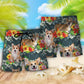 Tropical Floral Corgi Beach Shorts Pattern Detail For Seaside Leisure And Laid Back Styling