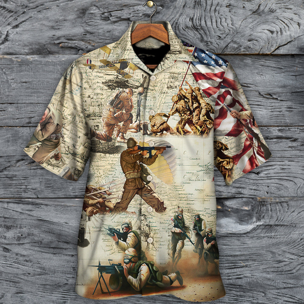 Veteran Creative Pattern Hawaiian Shirt Artwork View For Tropical Vacations