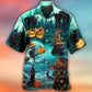 Halloween Cat Pumpkin Hawaiian Shirt Pattern Detail For Outdoor Gatherings
