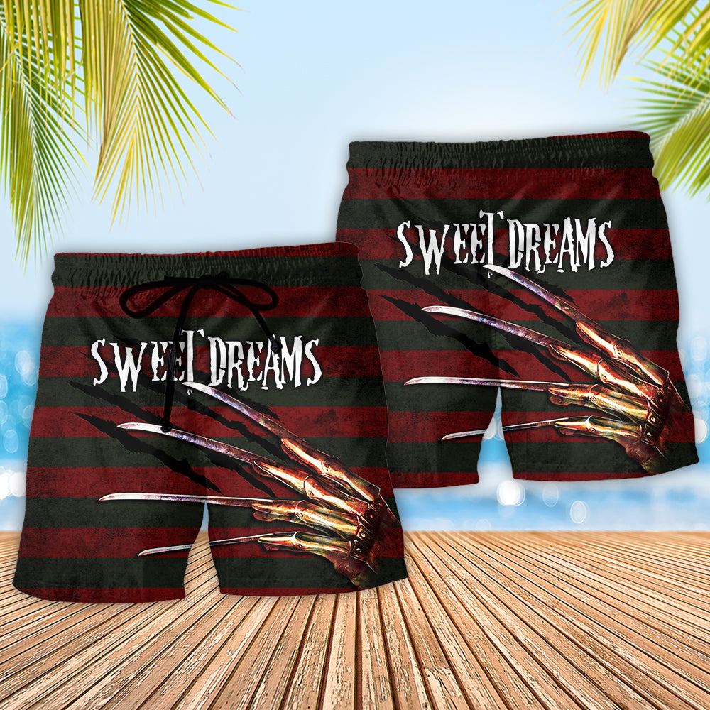 Halloween Scare Sweet Dreams Trick Or Treat Beach Shorts Artwork Detail For Tropical Travel And Everyday Wear