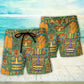 Tiki Mask Surf Palm Tropical Beach Shorts For Warm Weather Travel And Everyday Comfort