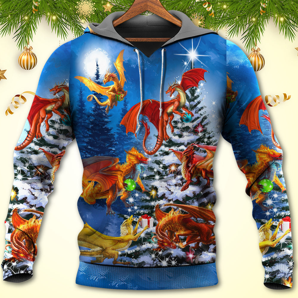 Christmas Dragon Family Love Light Hoodie For Festive Family Moments Winter Wear And Holiday Gift Ideas