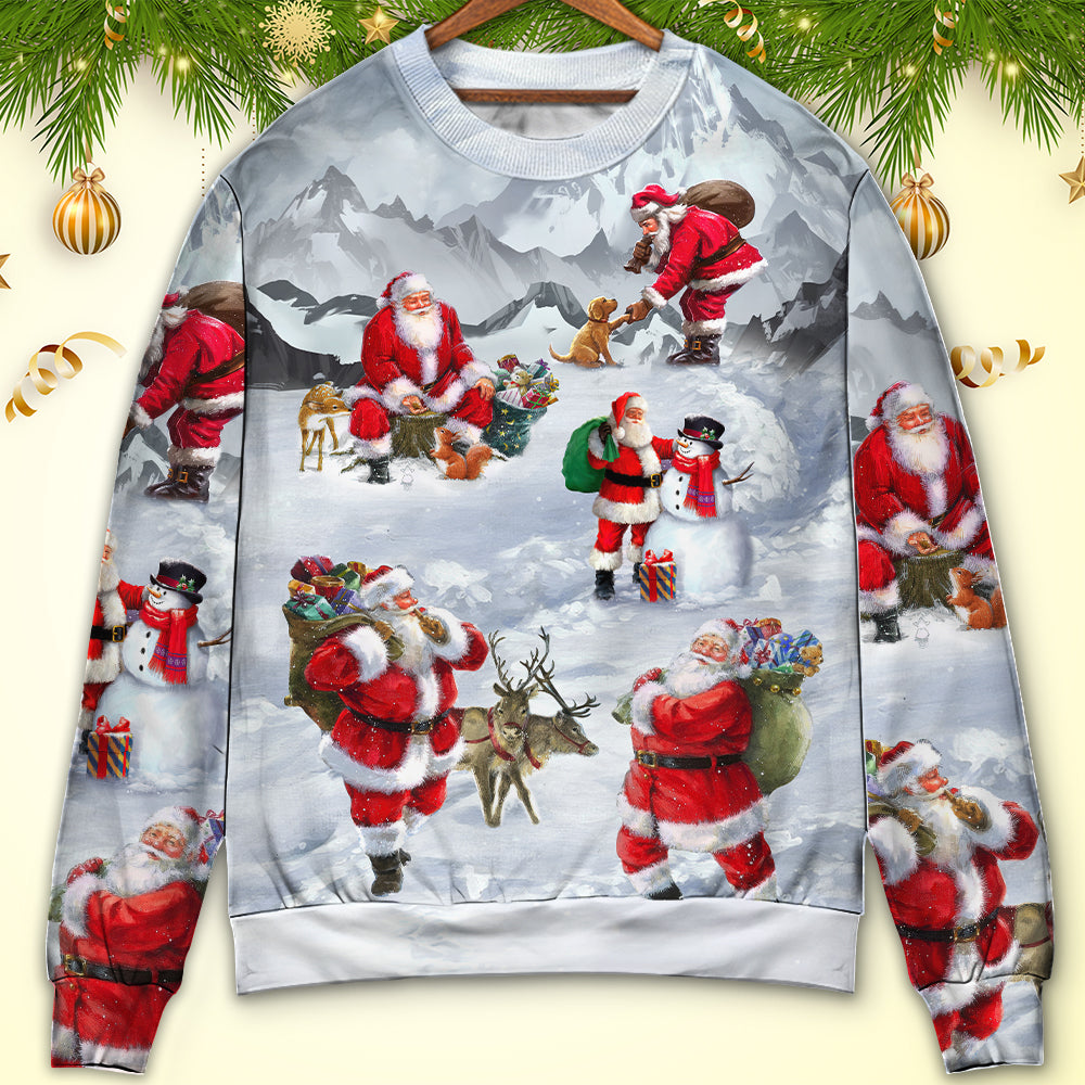 Christmas Santa Snow Mountain Sweater For Family Gatherings Winter Travel And Everyday Seasonal Comfort
