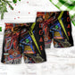 Vintage Neon Casino Beach Shorts Pattern Detail For Resort Wear And Bright Seasonal Outfits
