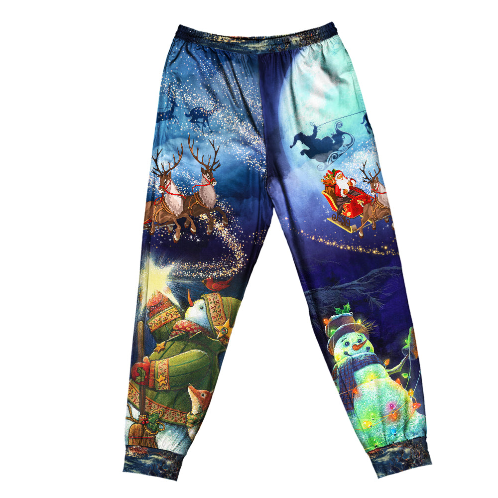 Santa Holiday Reindeer And Snowman Short Sleeve Pajamas Set For Christmas Sleepwear And Family Lounging