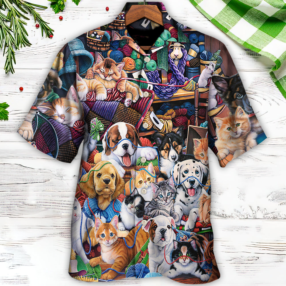 Dog Cat Yarn Together Hawaiian Shirt Resort Outfit View For Island Holidays