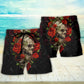 Skull And Roses Artistic Beach Shorts Design Detail For Weekend Getaways And Beach Days
