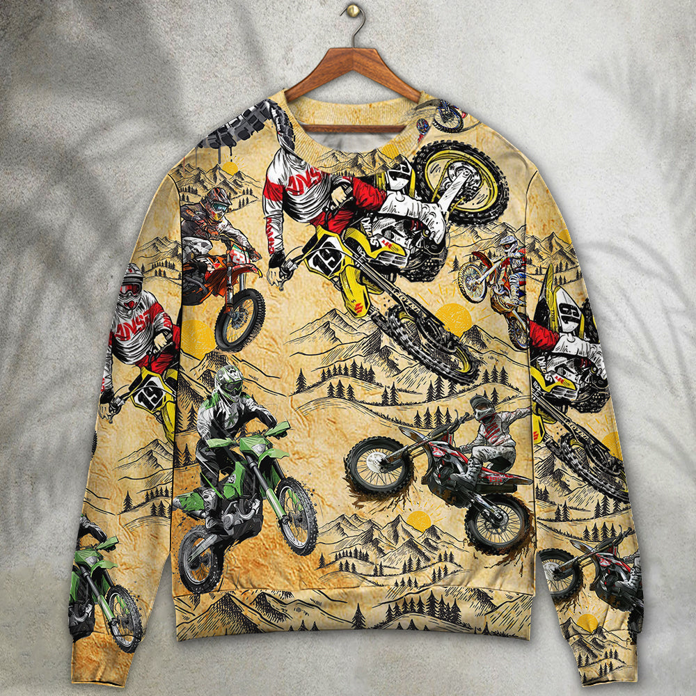 Motocross Biker Vintage Sweater For Automotive Fans Travel Events And Relaxed Casual Wear