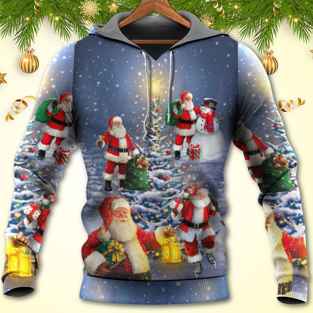 Christmas Santa Love Light Tree Hoodie For Holiday Gatherings Winter Travel And Seasonal Gifting