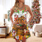 Christmas BBQ Barbecue Humor Funny V-Neck Sleeveless Cami Dress For Vacations And Casual Warm Weather Wear