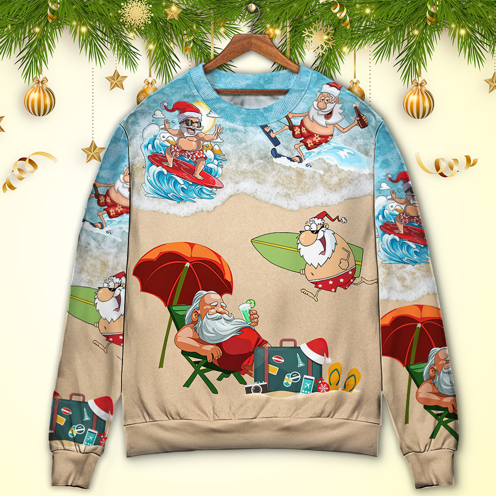 Christmas Santa Beach Holiday Sweater For Festive Parties Family Photos And Comfortable Seasonal Wear
