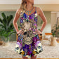 Skull Mushroom Psychedelic Magic V-Neck Sleeveless Cami Dress For Summer Events And Comfortable Everyday Style