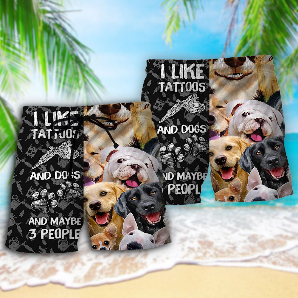 Tattoo Dog Beach Shorts Pattern Detail For Poolside Fun And Bright Seasonal Outfits