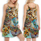Cat Love V-Neck Sleeveless Cami Dress For Animal Lovers And Casual Summer Wear