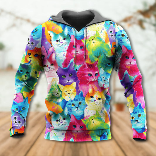 Colorful Cute Happy Kitten Life Hoodie For Weekend Adventures Casual Style And Relaxed Comfort