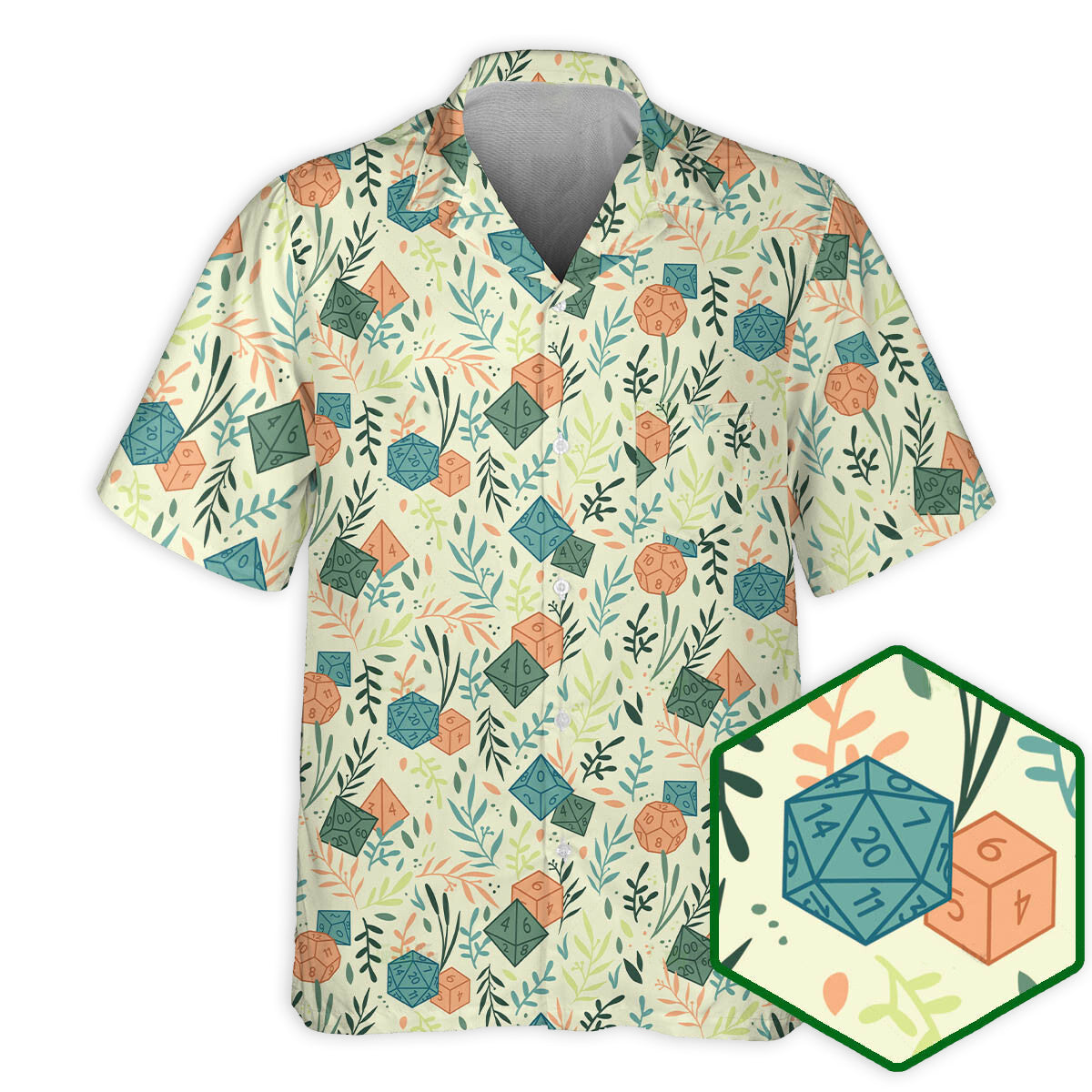 Fantasy Role Dice Hawaiian Shirt All Over Print Detail For Summer Travel