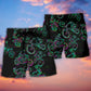 Neon Light Motorcycle Beach Shorts Pattern Detail For Island Trips And Versatile Outdoor Wear