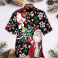 Christmas Santa Snowman Hawaiian Shirt Collar And Front View For Weekend Trips