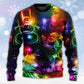 Christmas Santa Tree Snowman Neon Light Sweater For Festive Family Events Casual Wear And Holiday Gift Giving