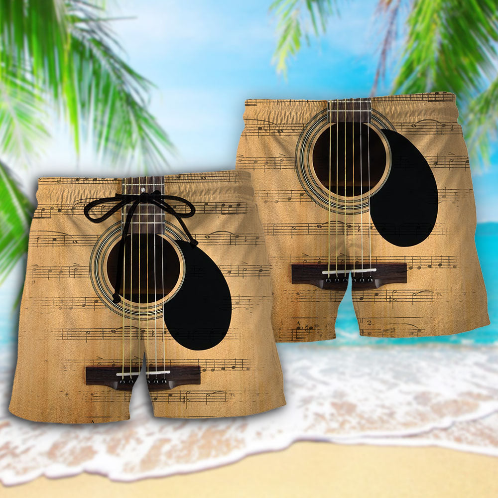 Guitar Retro Music Notes Beach Shorts For Warm Weather Travel And Everyday Comfort
