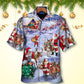 Christmas Santa Hawaiian Shirt Collar And Front View For Island Holidays