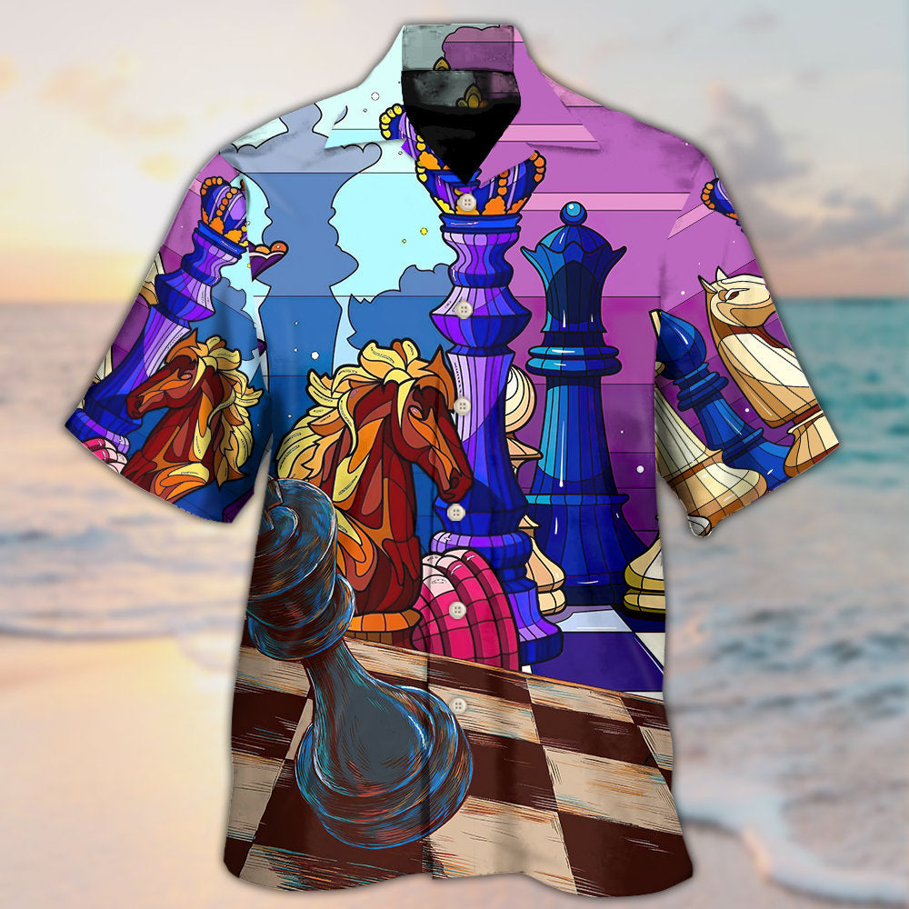 Chess Strategy Board Game Hawaiian Shirt Design View For Coastal Travel