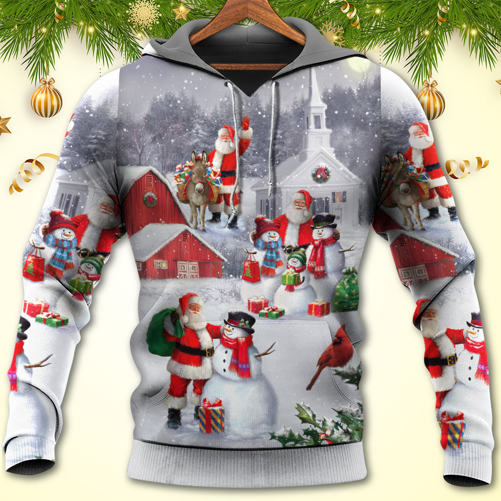 Christmas Santa Snowman Family Town Hoodie For Holiday Vacations Winter Events And Everyday Comfort