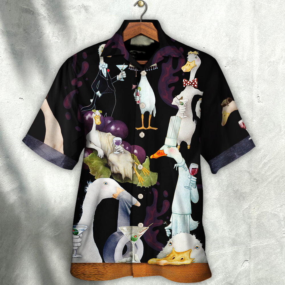 Duck Cocktail Hawaiian Shirt Design Detail For Sunny Adventures And Casual Wear