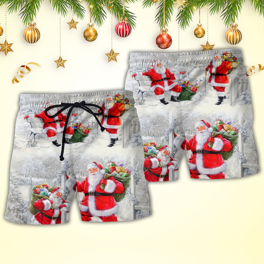 Christmas Santa Always With You Beach Shorts For Festive Vacation And Holiday Travel