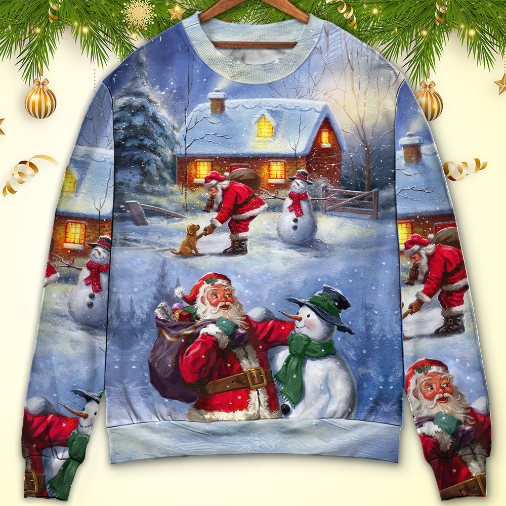 Christmas Santa Snowman Village Sweater For Seasonal Parties Cozy Gatherings And Thoughtful Holiday Gifts