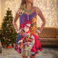 Christmas Santa Story Light Art V-Neck Sleeveless Cami Dress For Festive Events And Casual Summer Styling