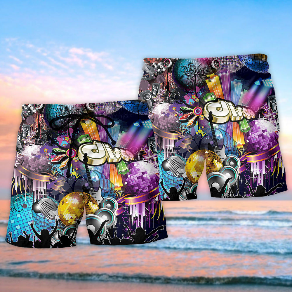 Disco Beach Shorts Pattern Detail For Vacation Style And Versatile Outdoor Wear