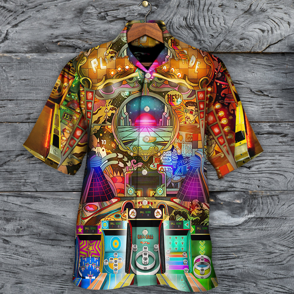 Arcade Ball Roll Game Playland Hawaiian Shirt Detailed Pattern View For Vacation Style