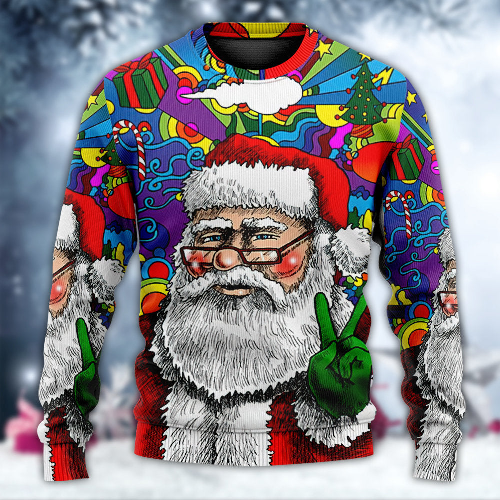 Hippie Christmas Santa Claus Sweater For Holiday Parties Family Gatherings And Seasonal Gift Giving