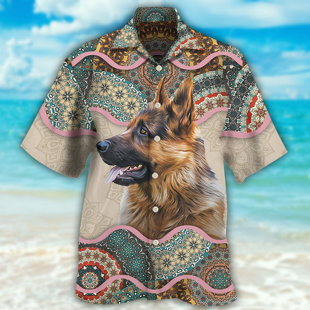 Creative German Shepherd Dog Hawaiian Shirt Button Front Artwork For Casual Outings