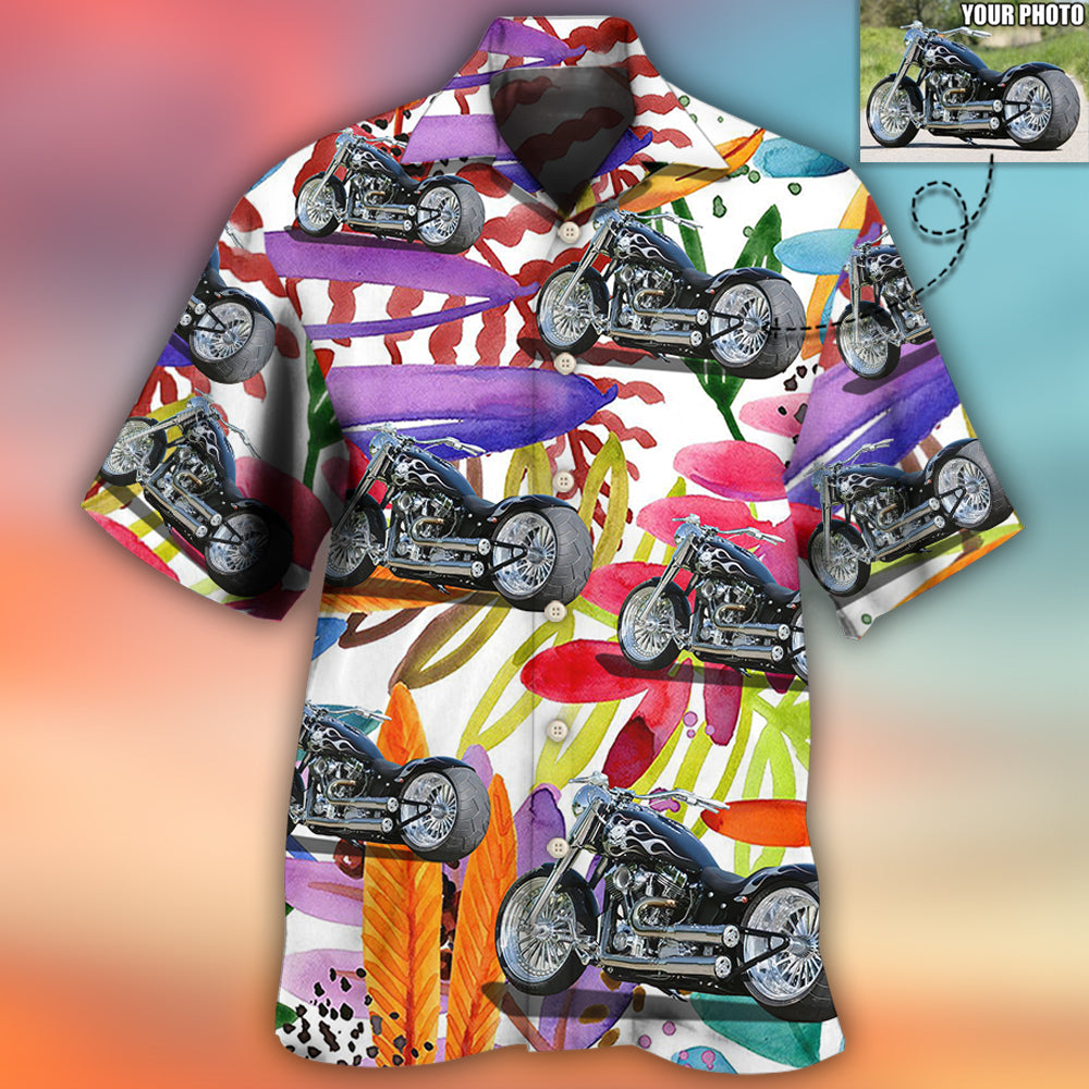 Motorcycle Personalized Photo Hawaiian Shirt Summer Design Detail For Warm Weather Events