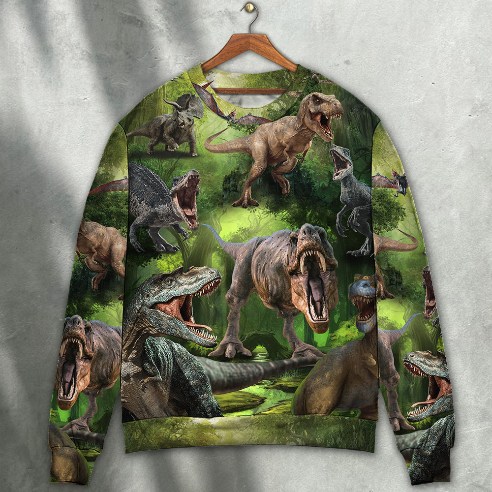 Dinosaur Forest Adventure Sweater For Casual Wear Travel Parties And Comfortable Seasonal Style