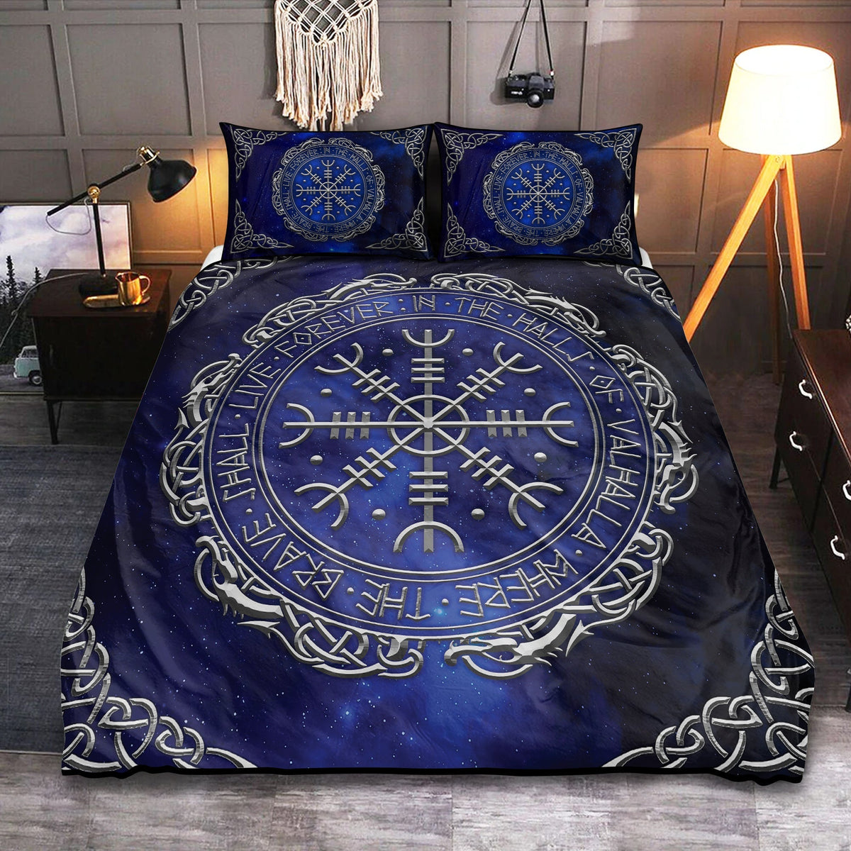 Viking Aegishjalmur Helm Of Awe Bedding Cover For Norse Bedroom Decor