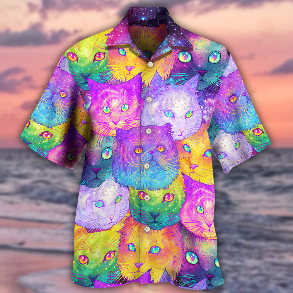 Colorful Galaxy Cat Hawaiian Shirt All Over Print Detail For Outdoor Gatherings