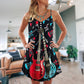 Guitar All I Need Is Music V-Neck Sleeveless Cami Dress For Festivals Travel And Relaxed Casual Summer Wear
