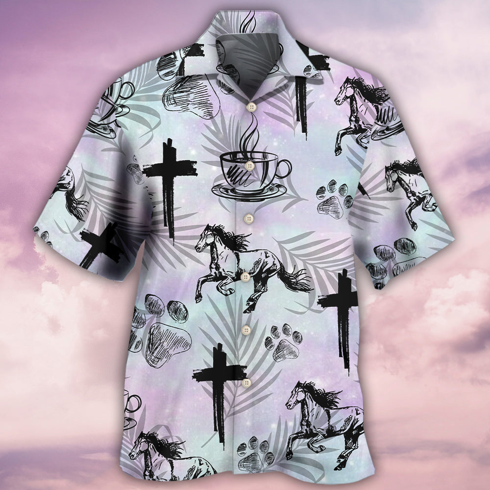 Coffee Faith Dog Horse Hawaiian Shirt For Beach Parties And Weekend Getaways
