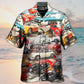 Vintage Retro Car Hawaiian Shirt Collar And Front View For Tropical Vacations